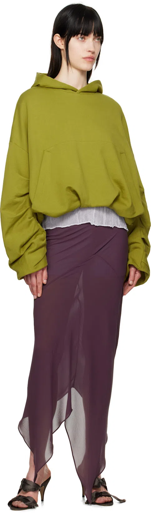 AARON ESH Purple Paneled Midi Skirt In Purple Crepe