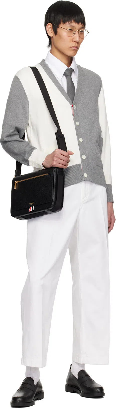 THOM BROWNE Grained Leather Penny Loafers In Black