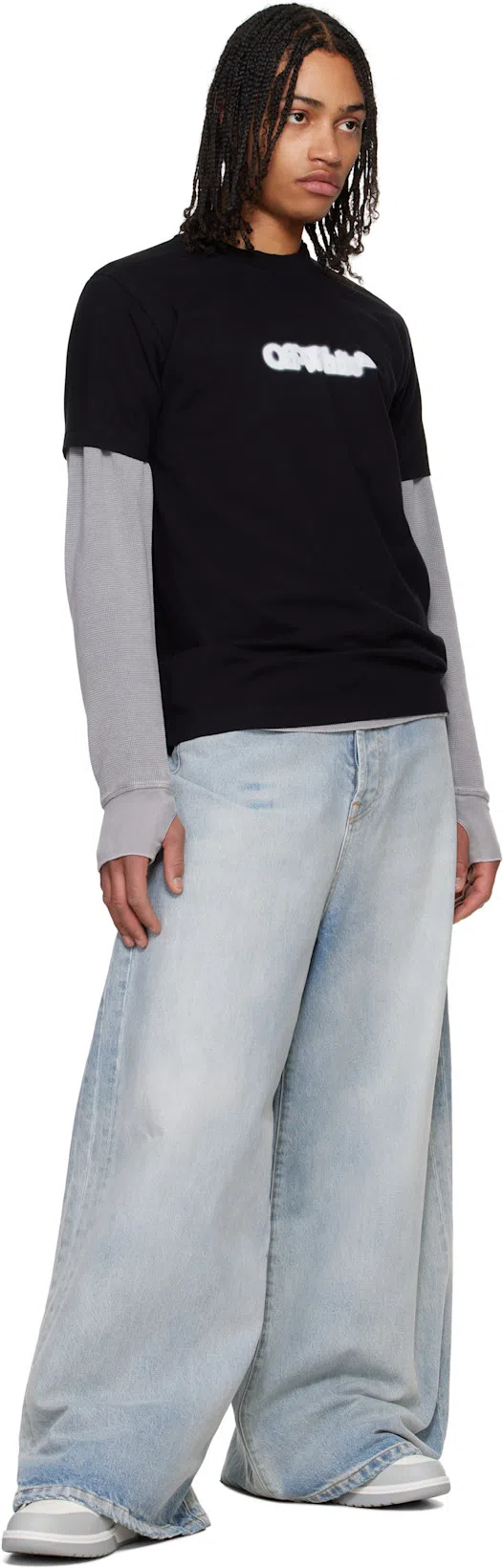 OFF-WHITE Low Top Sneakers With Perforated Toe And Rubber Sole In Gray