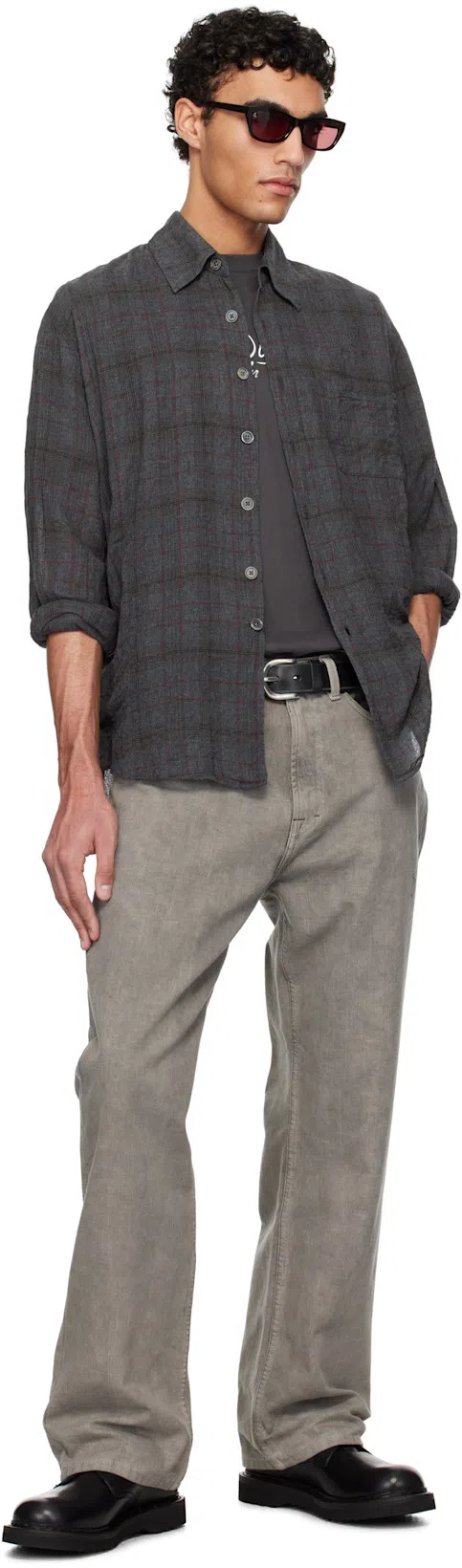 OUR LEGACY Above Plaid Cotton Blend Shirt In Black