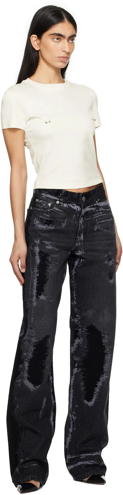 MUGLER Piercing-detail Cotton T-shirt In White