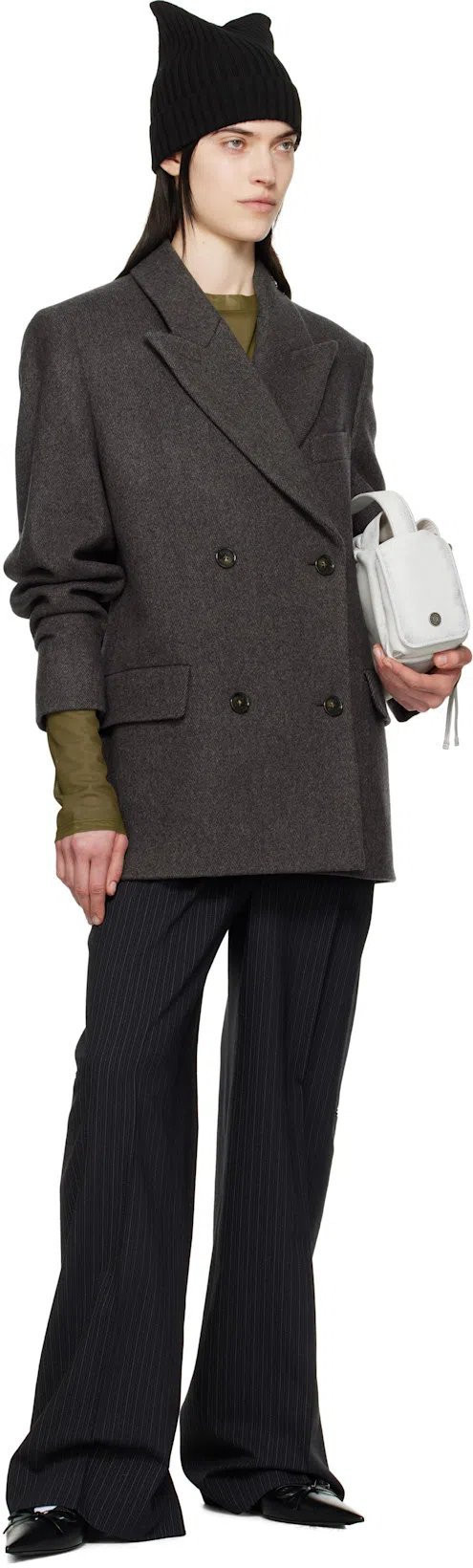 ACNE STUDIOS Balmain Balmain Grey High-neck Wool Sweater With Gold Buttons In Gray