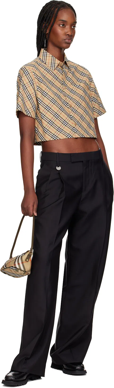 BURBERRY Checked Cropped Shirt In Sand Ip Check