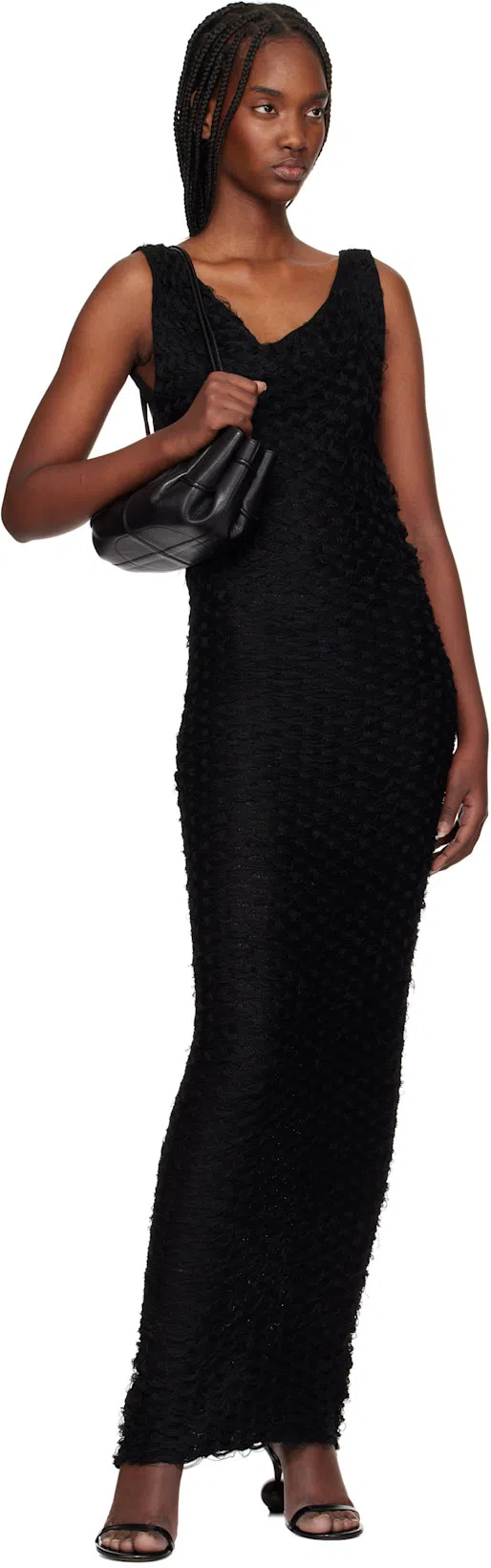 JACQUEMUS Bisou 90 Geometric Heel Sandals In Black