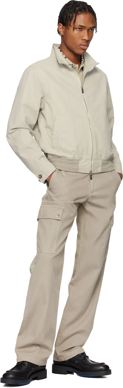 BURBERRY Straight-leg Garment-dyed Cotton-twill Cargo Trousers In Heron