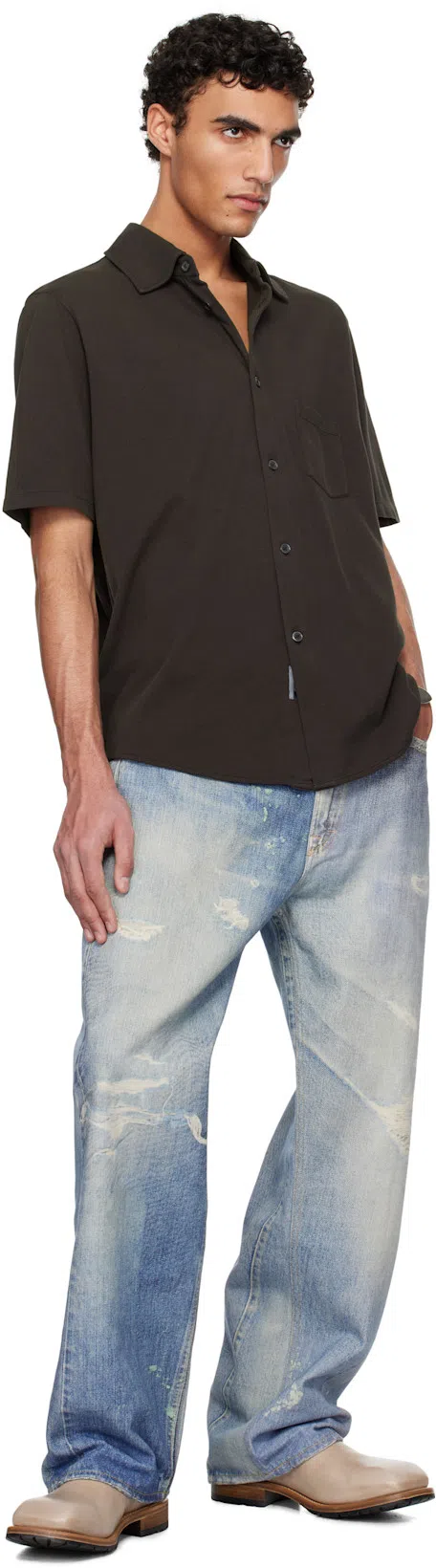 OUR LEGACY Black Boucle Box Shirt In Brown