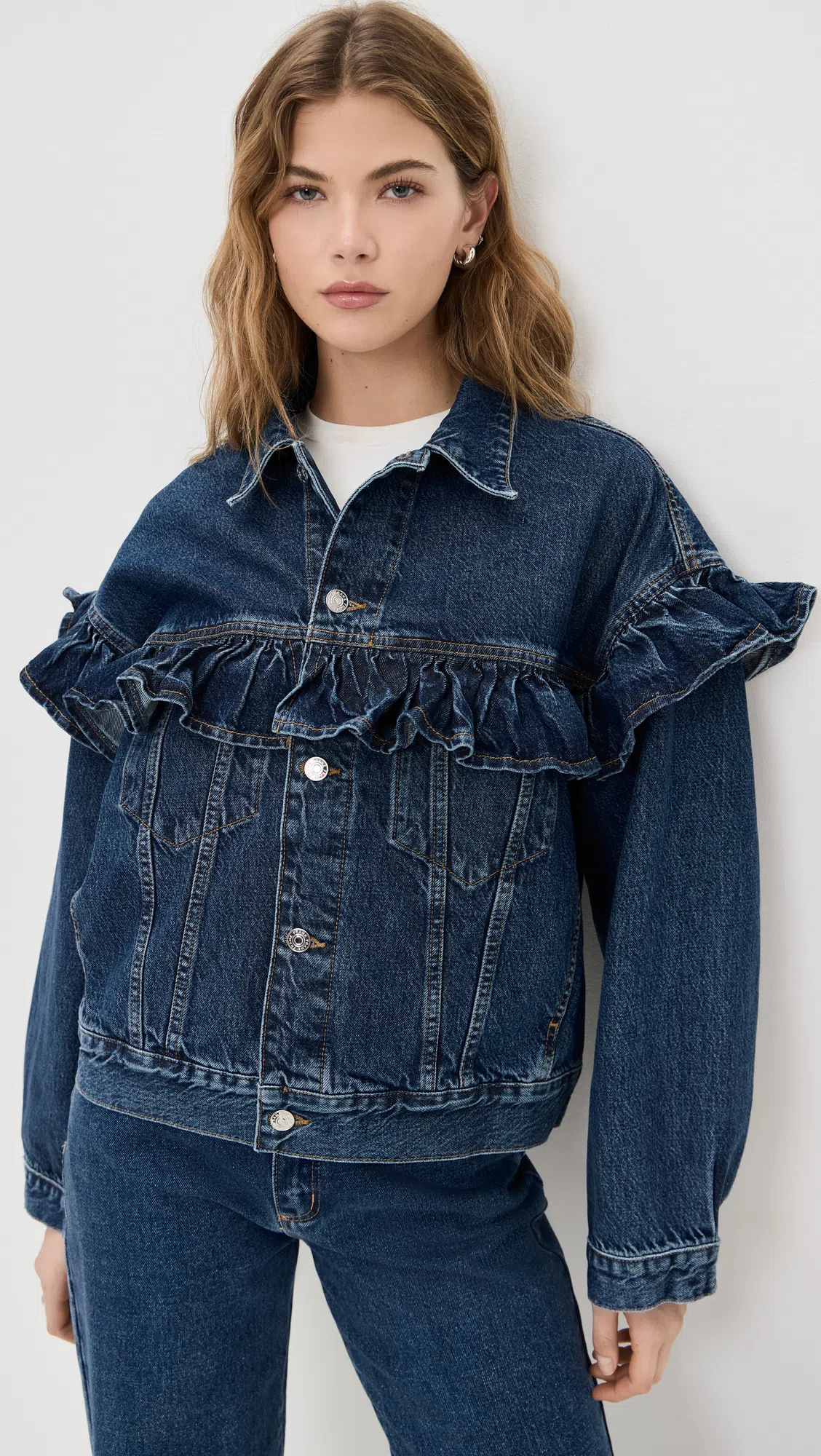 FRAME The Ruffle Jacket Twisted In Blue