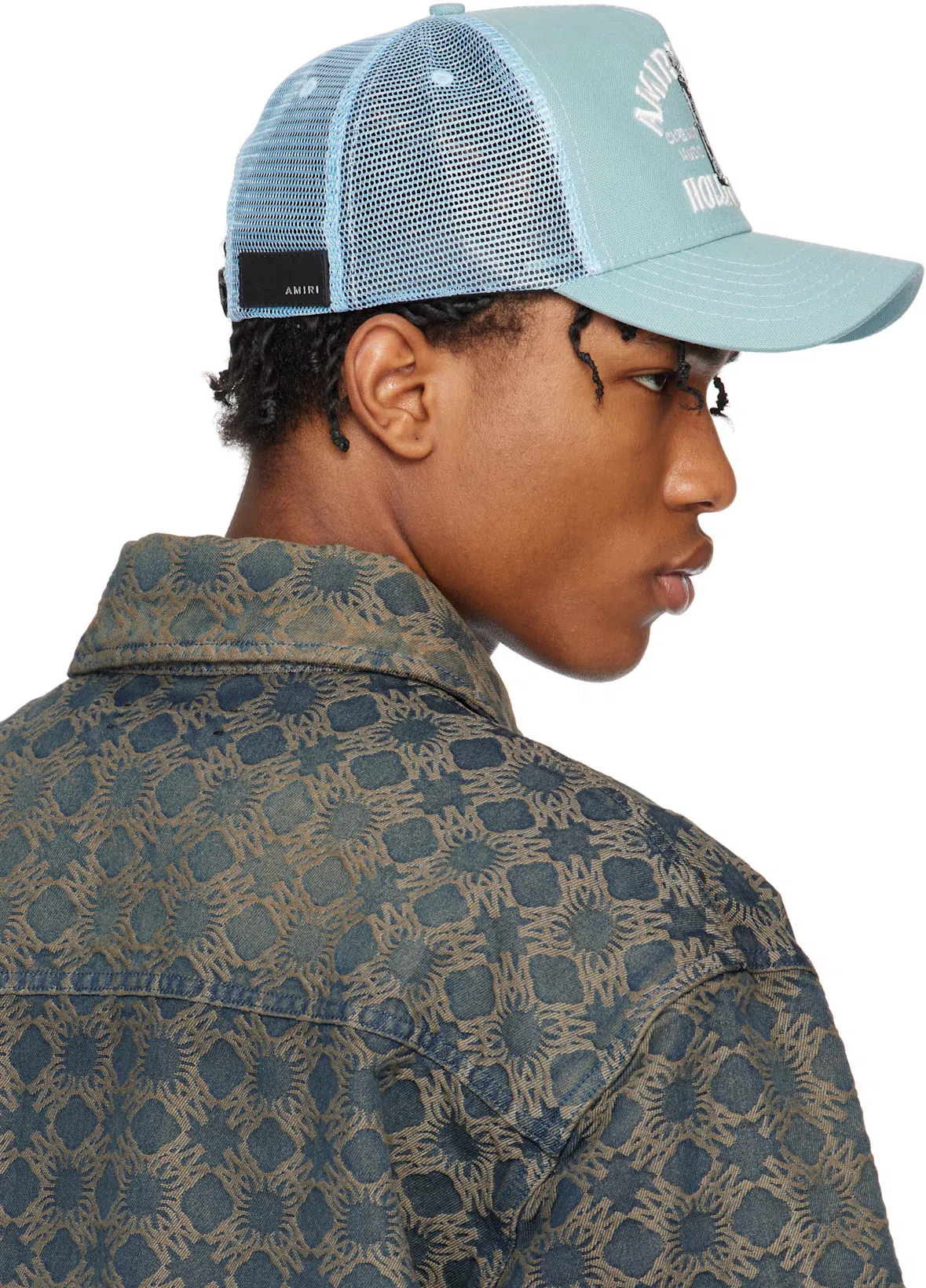 AMIRI 'city' Beige Crewneck T-shirt With Logo Detail On The Front And Maxi Logo Print On The Rear