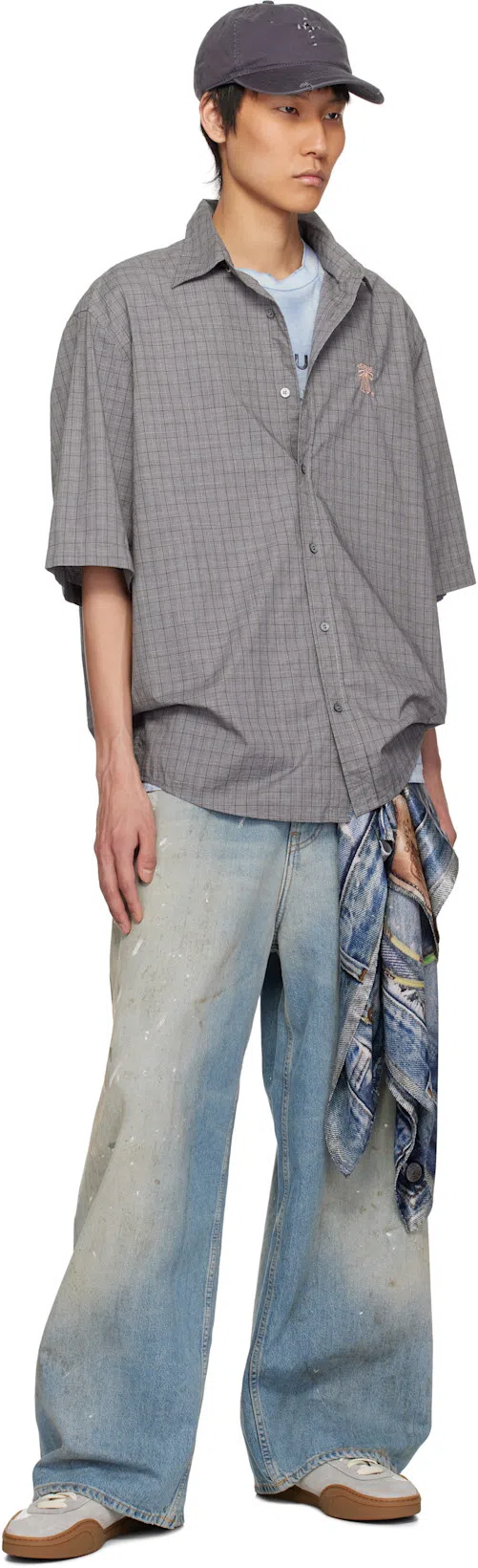 ACNE STUDIOS Bars Low Suede-trimmed Leather Sneakers In White