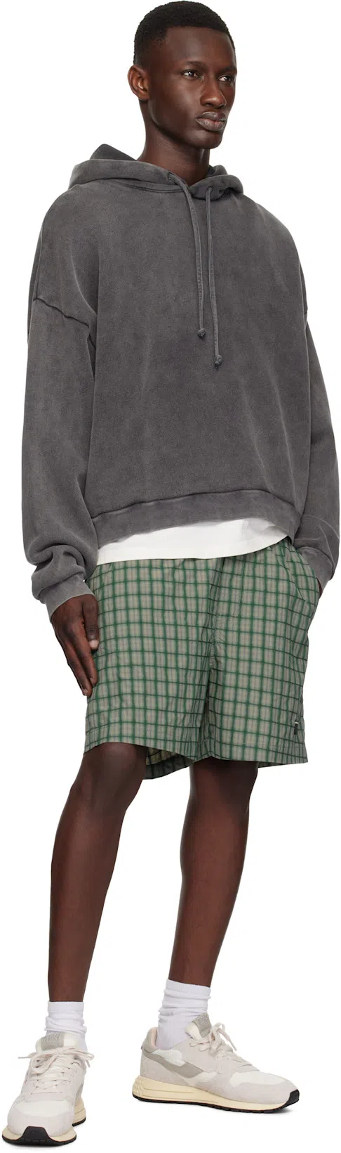 ACNE STUDIOS Men Logo Cotton Hoodie In Gray