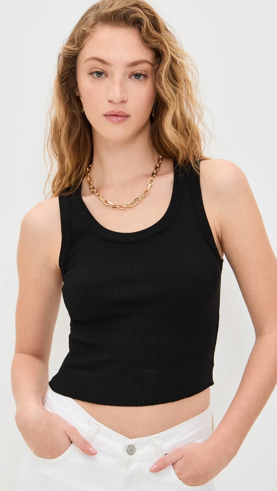 AGOLDE Poppy Ribbed Tank Top In Black