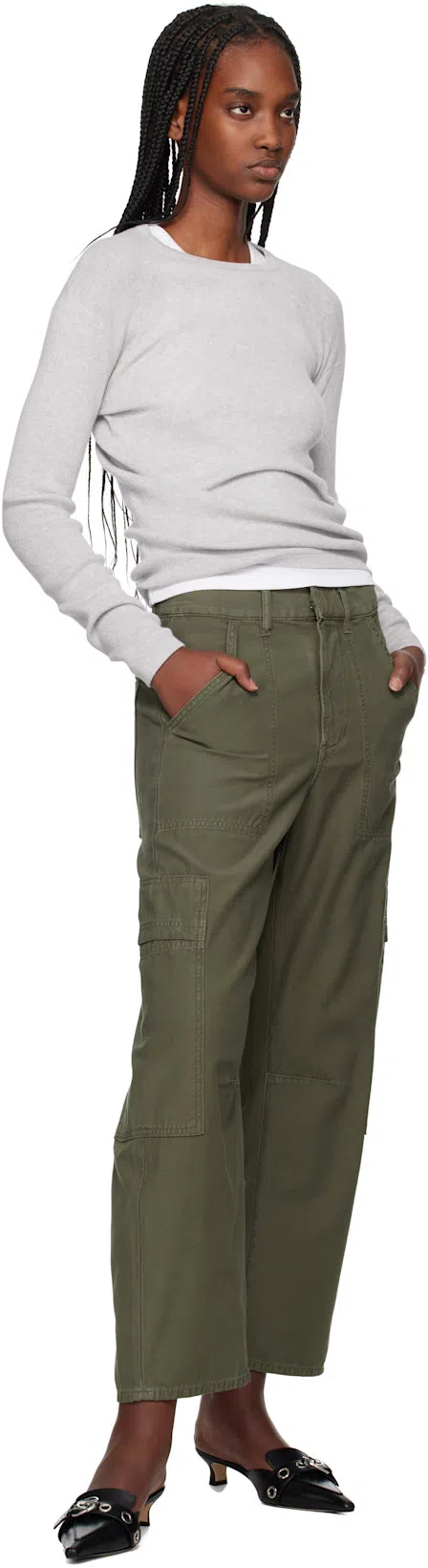 CITIZEN OF HUMANITY Marcelle Low-slung Cotton Cargo Pants In Green