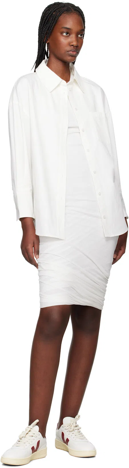 VEJA V-90 Panelled Leather Sneakers In White And Red