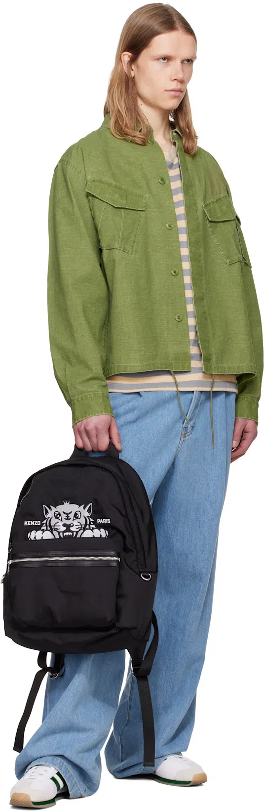 KENZO Top Handle Backpack With Front Zip Pocket In Black