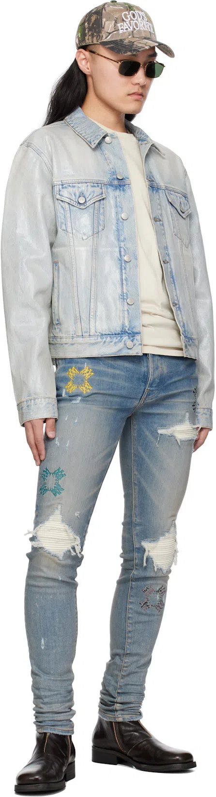 ACNE STUDIOS Rye Holo Mermaid Coated Denim Jacket In Light Blue