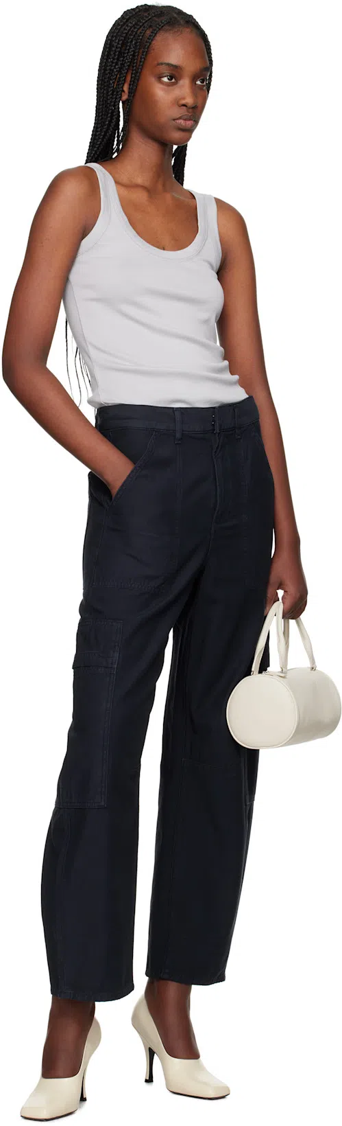 LEMAIRE Gray Rib Tank Top In Bk942 Blue Grey