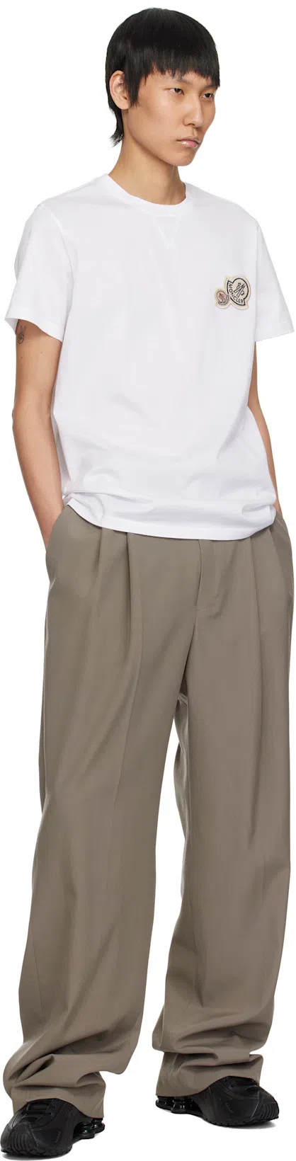 MONCLER Double Logo Patch Cotton T-shirt In White