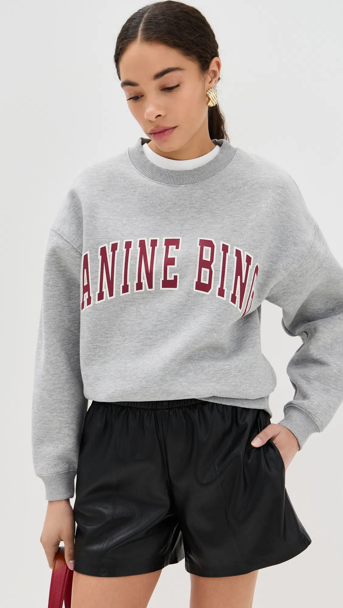 ANINE BING Spencer Logo Print Sweatshirt In Grey