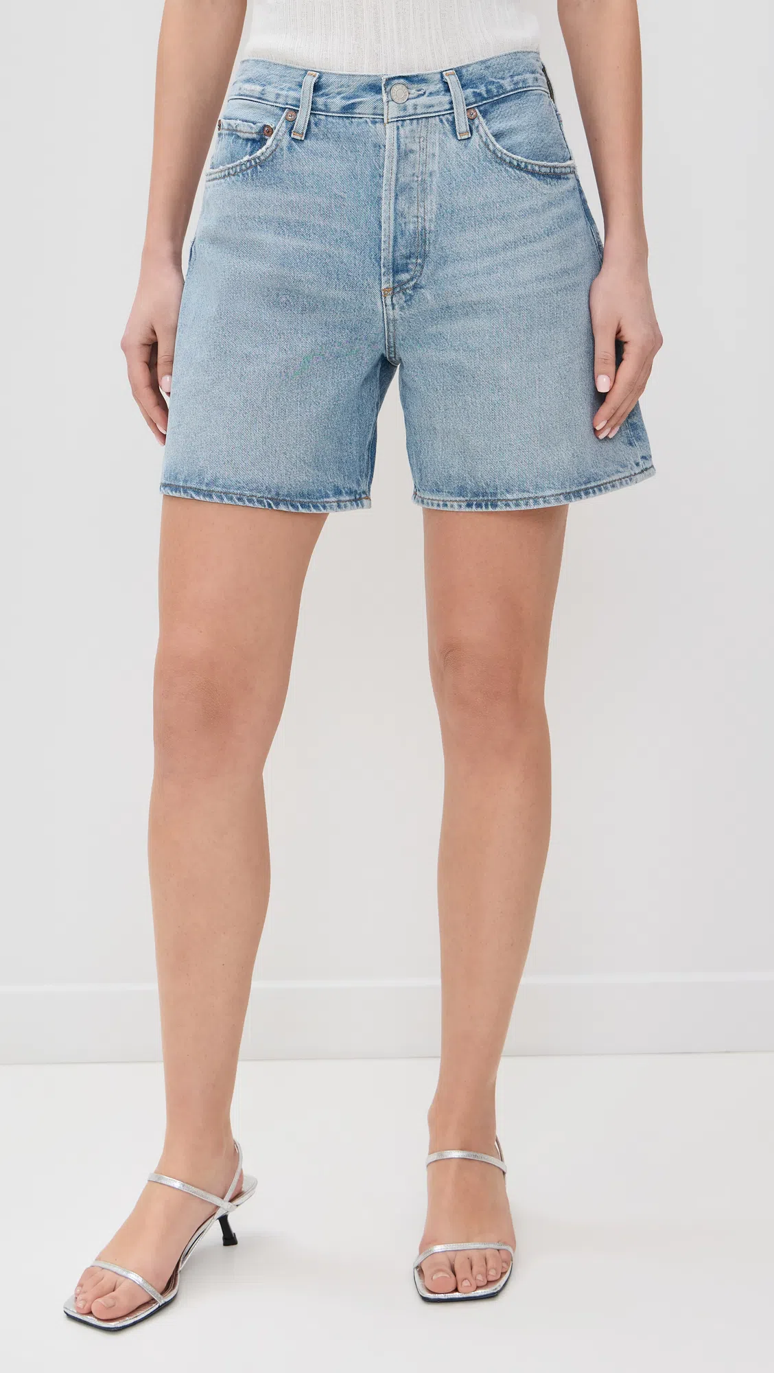 AGOLDE Dame High-waisted Denim Shorts In Blue