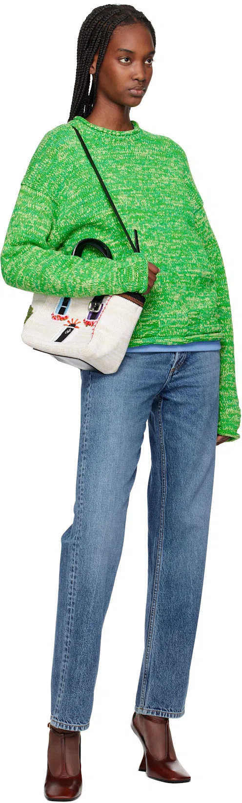 JW ANDERSON Green Space Dye Crewneck Sweater