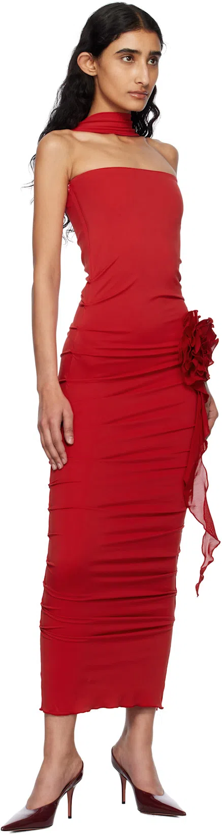 AMINA MUADDI Patent Leather Anok Mules 105 In Burgundy