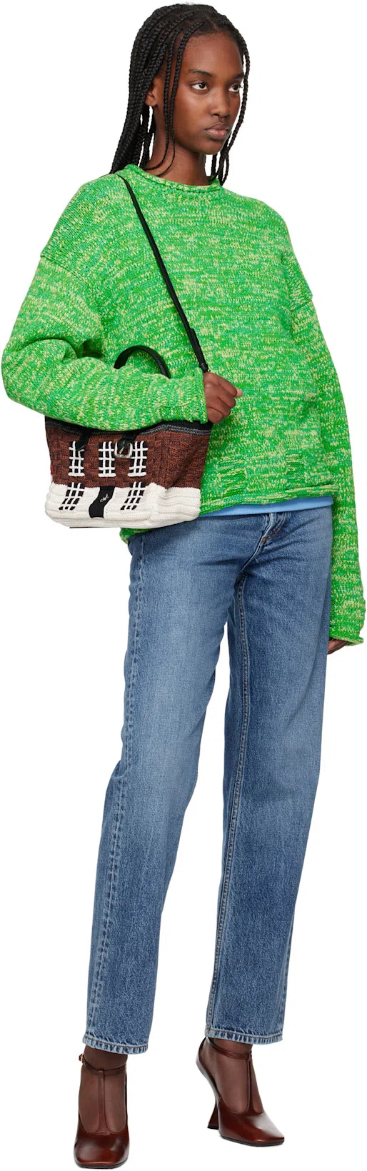 JW ANDERSON Green Space Dye Crewneck Sweater