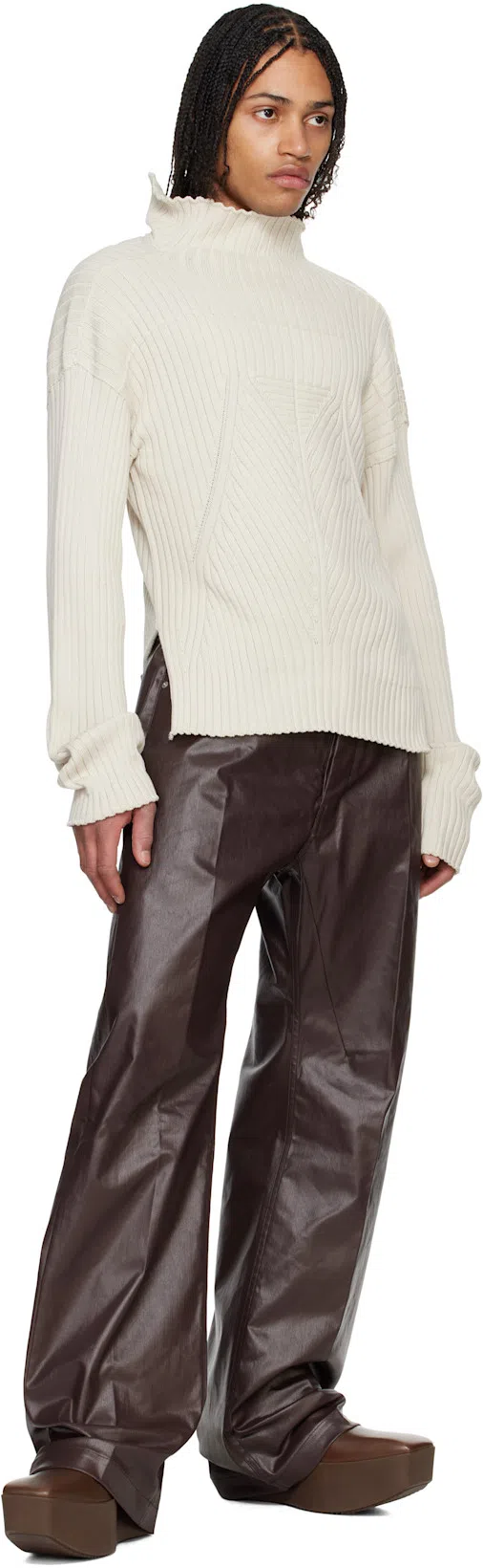 RICK OWENS Brown Hollywoode Sliver Platform Beatles Chelsea Boots In 14 Mahogany