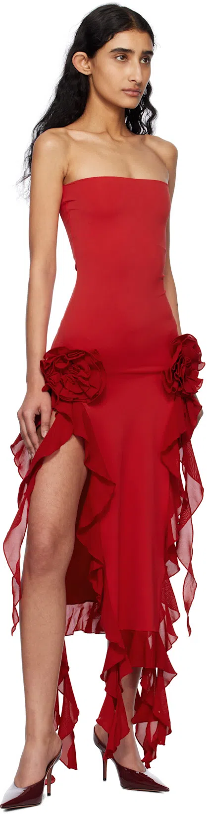 AMINA MUADDI Patent Leather Anok Mules 105 In Burgundy