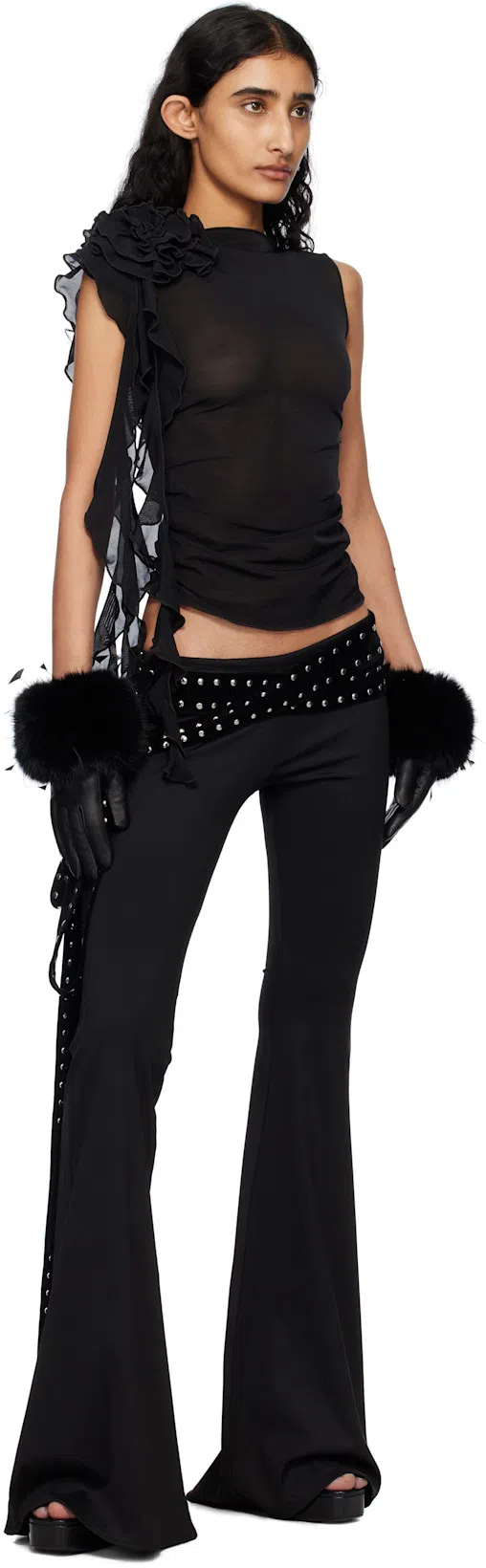 JIMMY CHOO Karli 125 Leather Platform Sandals In Black