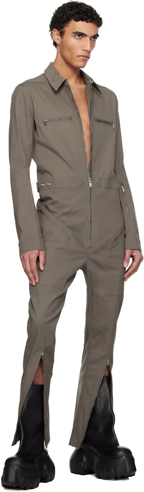 RICK OWENS Black Hollywood Flared Mega Tractor Boots In 09 Black