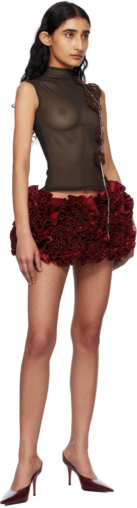 AMINA MUADDI Patent Leather Anok Mules 105 In Burgundy