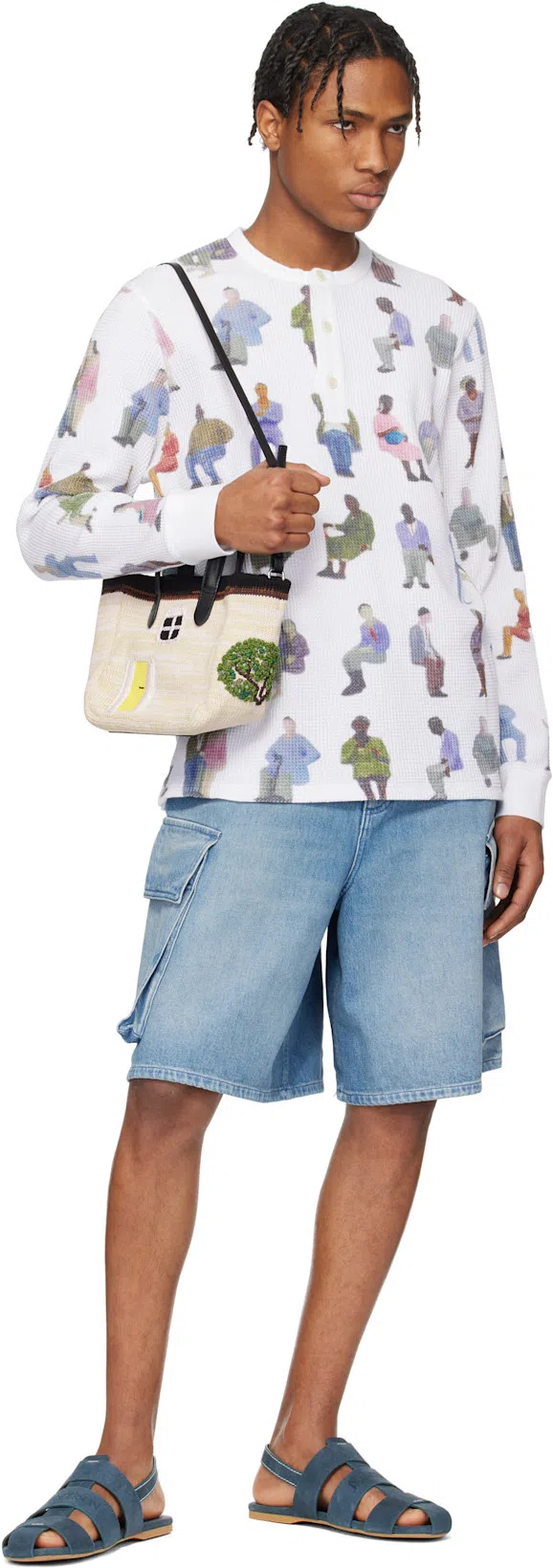 JW ANDERSON J. W. Anderson Delavé Wide-leg Cotton Denim Bermuda Shorts In Blue