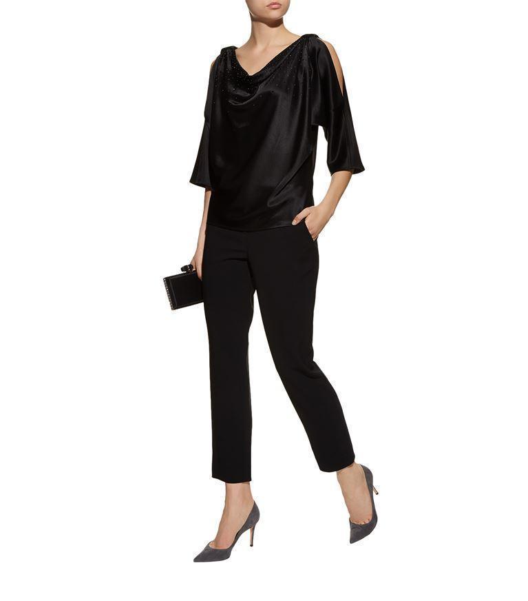 ST JOHN ‘diana' Flat Front Pressed Crease Straight Leg Pants In Black