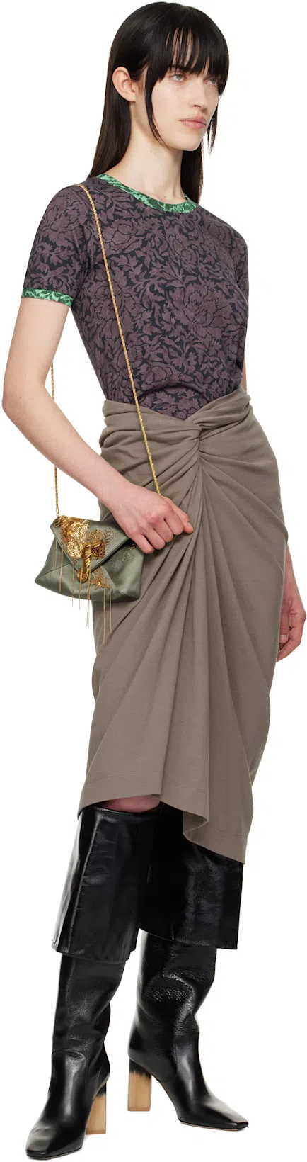 CHLOÉ High Heel Knee-high Square Toe Boot In Multi