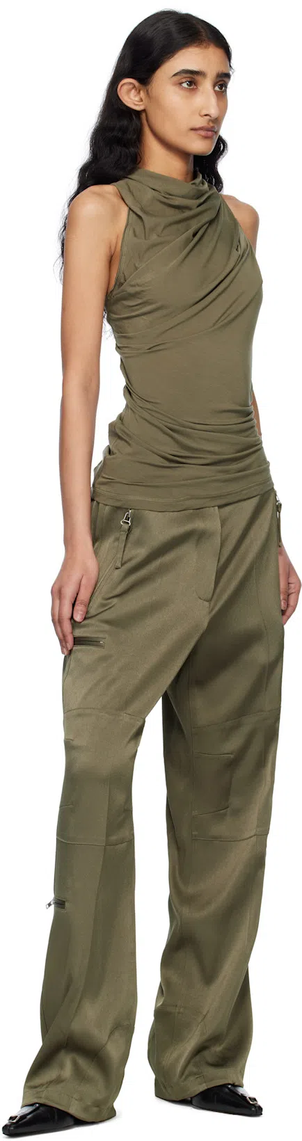 HELMUT LANG Khaki Sleeveless Wind Top In Green