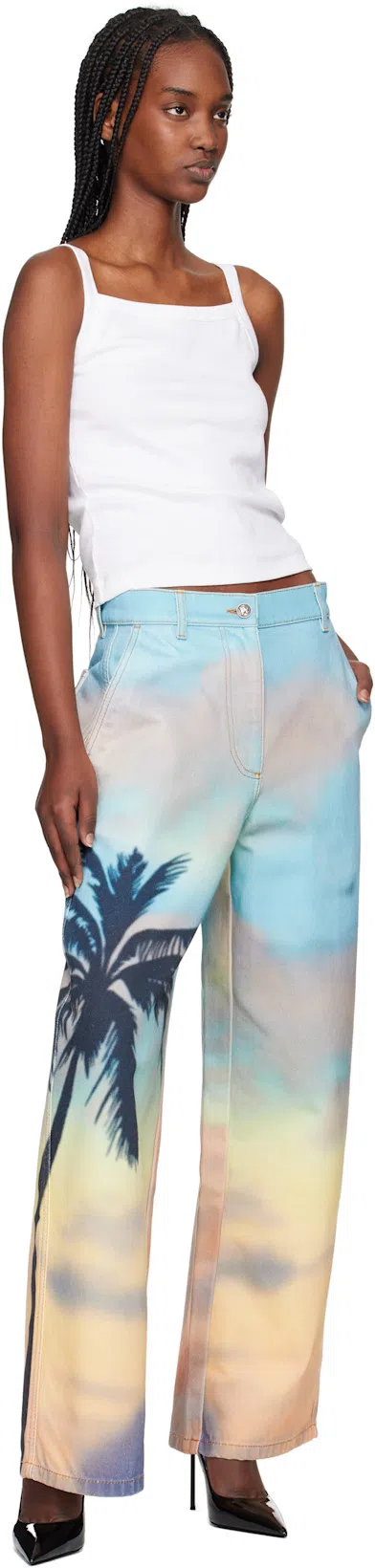 PALM ANGELS Multicolor Sunrise Palm Baggy Jeans