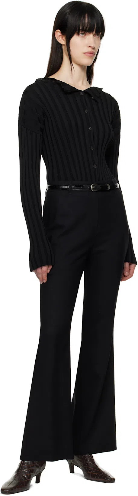 TOTÊME Toteme Women The Mid Heel Boot Leather Boots With Croco Effect In Brown