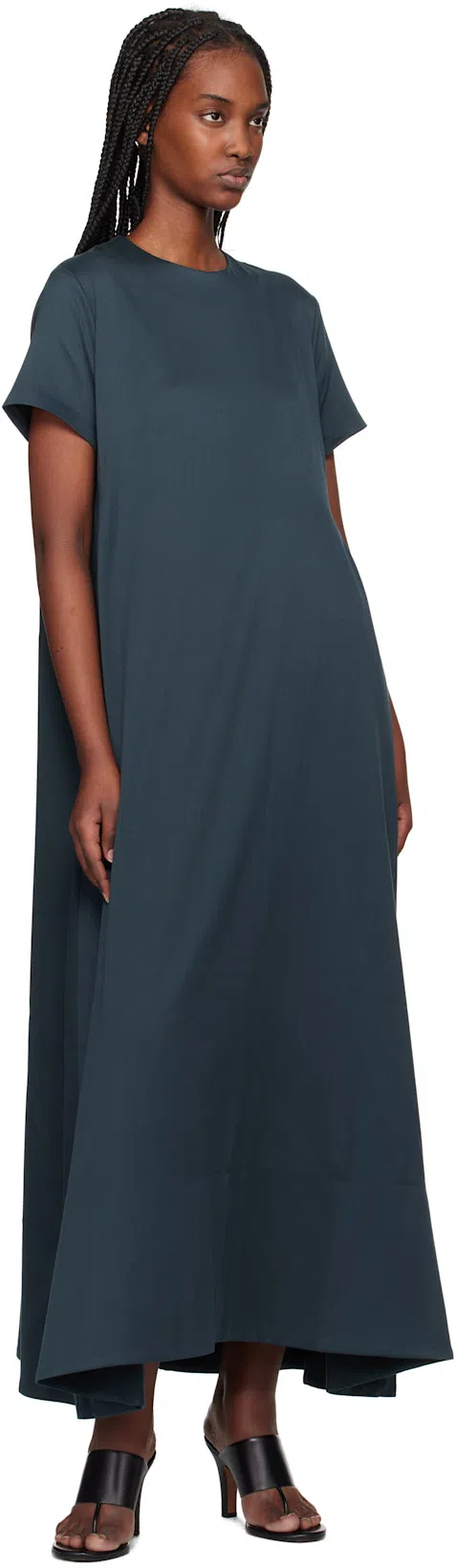 THE ROW Signum Leather Heeled Thong Sandals In Black