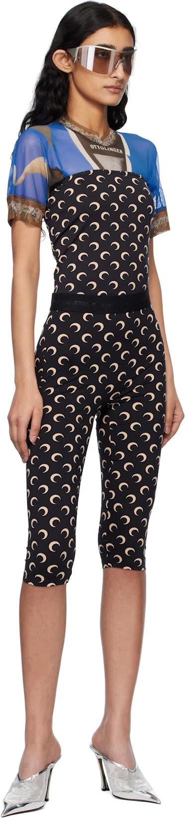 MARINE SERRE Moon Printed Jersey Sleeveless Tube Top In Multi