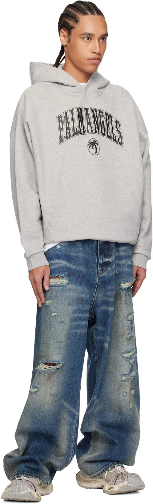 ACNE STUDIOS Mens Distressed Long-sleeve Logo T-shirt In Neutral