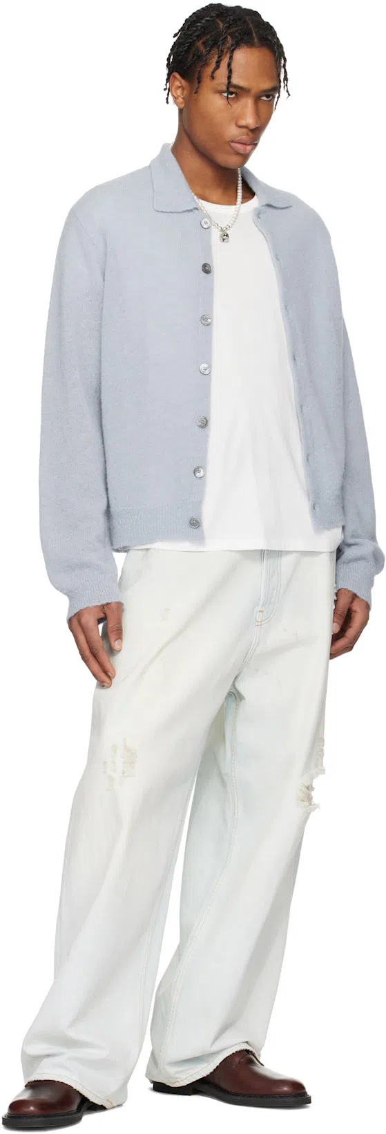 EMANUELE BICOCCHI Silver Arabesque Skull Medium Pearl Necklace