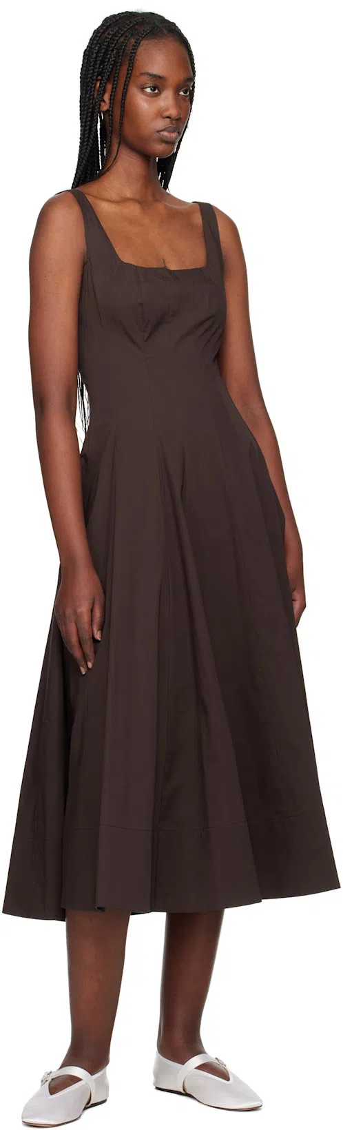 STAUD Wells Poplin Dress In Black