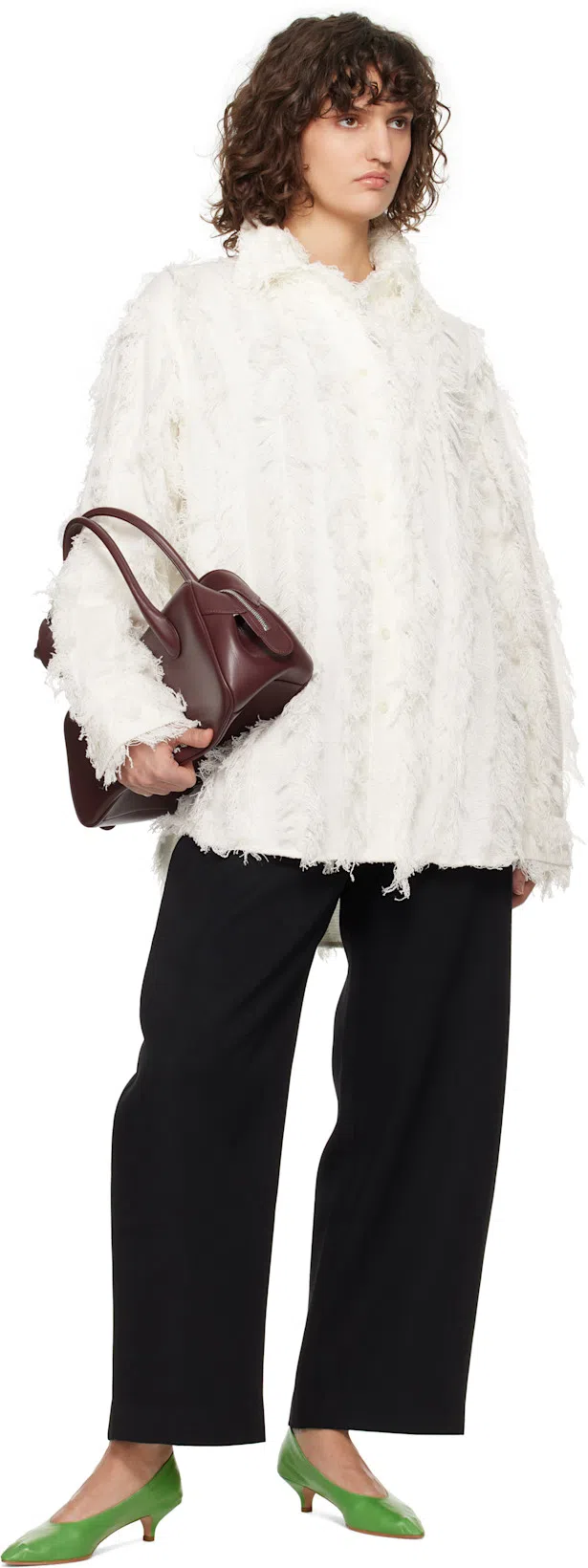 RECTO High-rise Curved Legs Wool Pants In Schwarz