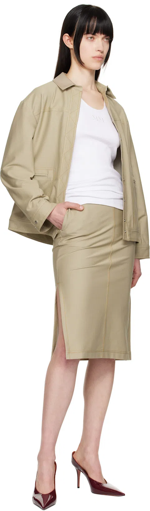 AMINA MUADDI Patent Leather Anok Mules 105 In Burgundy