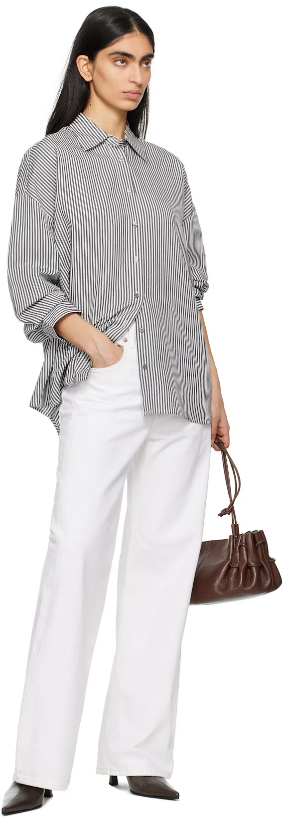 AGOLDE Dame High Rise Wide Leg Jeans In Fortune Cookie In White