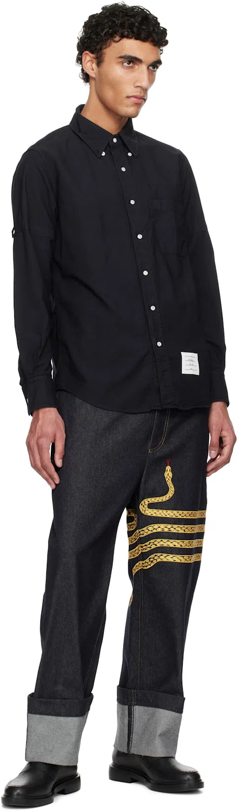 THOM BROWNE Grained Leather Penny Loafers In Black