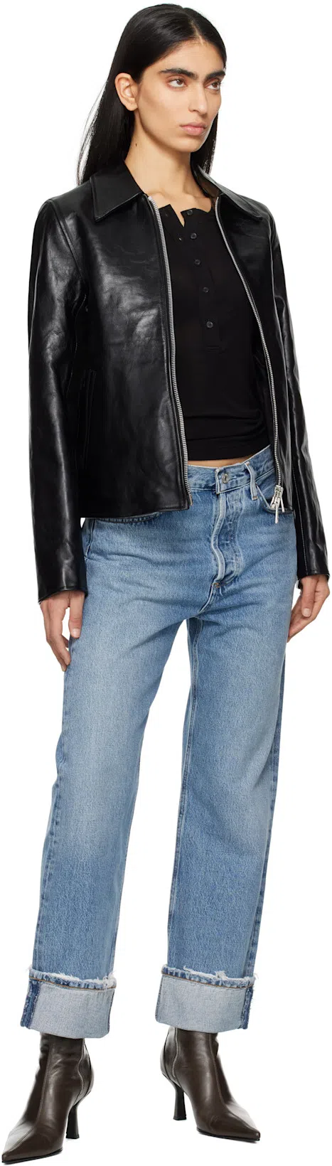 AGOLDE Blue Fran Low Slung Straight Jeans