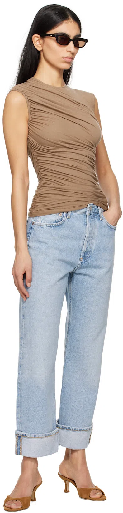 AGOLDE Marbled Fran Low Slung Straight Jeans In Blue