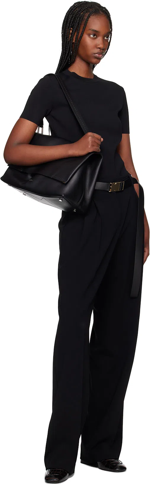 TOTÊME Toteme The Block Heel Croc Embossed Loafer In Dark Brown