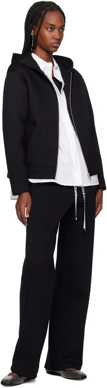 AEYDE Uma Studded Leather Mary Jane Ballet Flats In Black